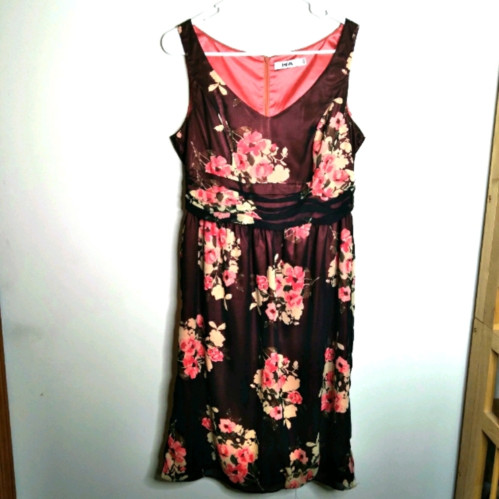 JHIVA Floral dress purple black coral Size 7